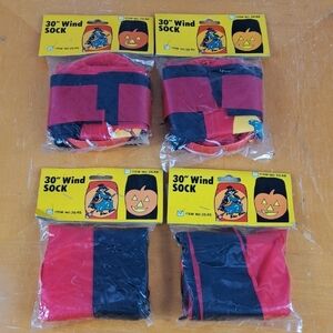 4 Vintage 1988 Halloween Jack o' lantern or Witch outdoor indoor 30" wind sock